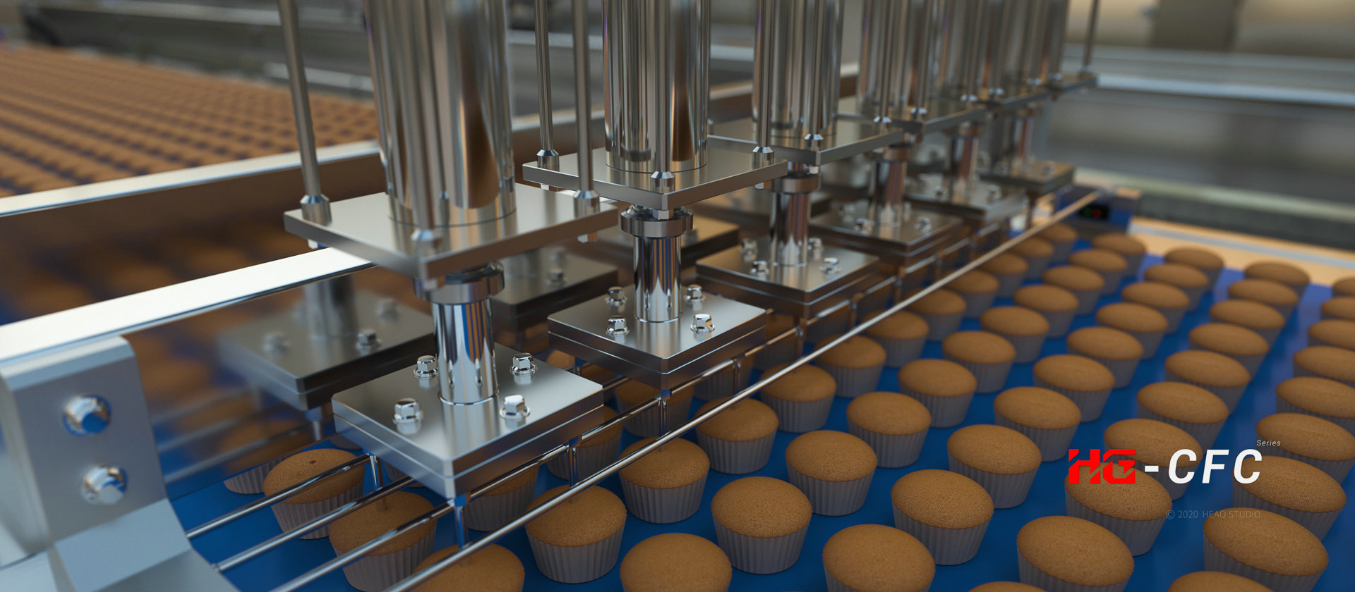 Linea di produzione completamente automatica di torte riempite al centro/cup cake